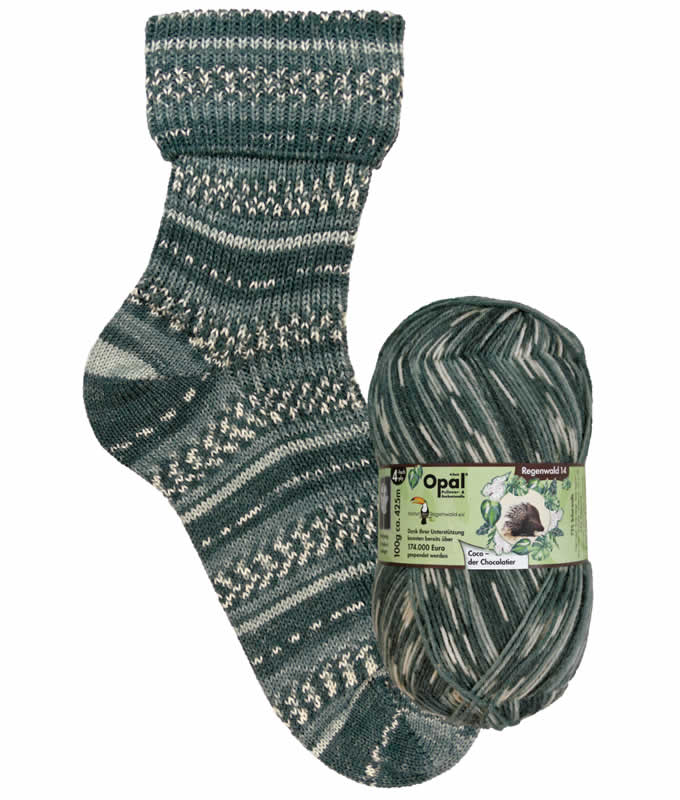 Opal Rainforest 14 XIV 9621 Coco der Chocolatier 4-ply sock / glove knitting yarn