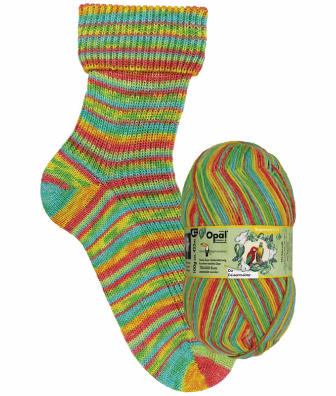 Opal Rainforest 14 XIV 9626 Die Dessertmeister (the dessert master) 4-ply sock / glove knitting yarn