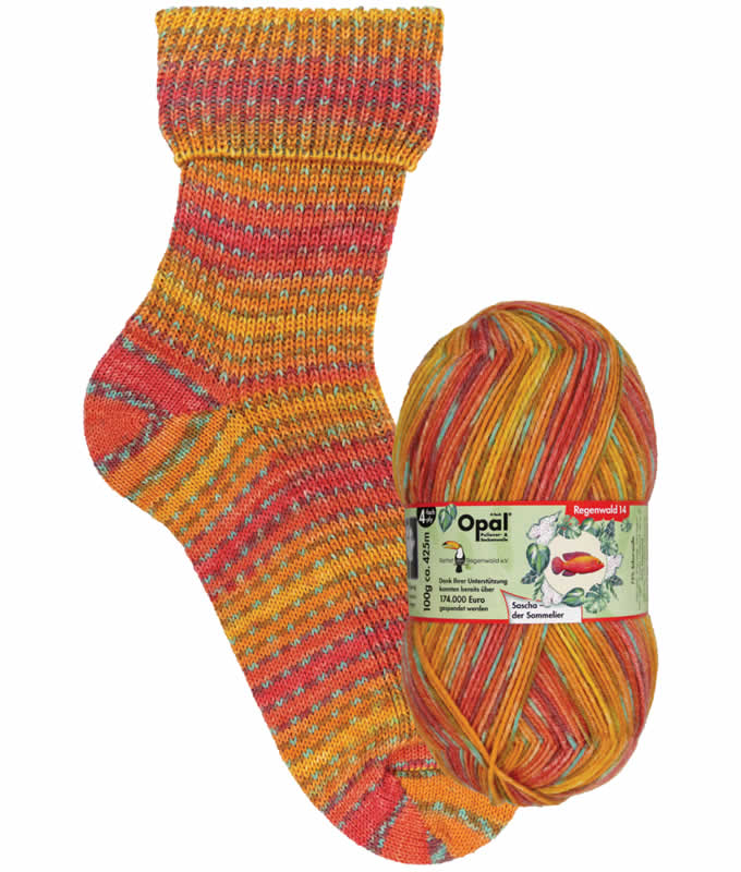Opal Rainforest 14 XIV 9627 Sascha der Sommelier 4-ply sock / glove knitting yarn