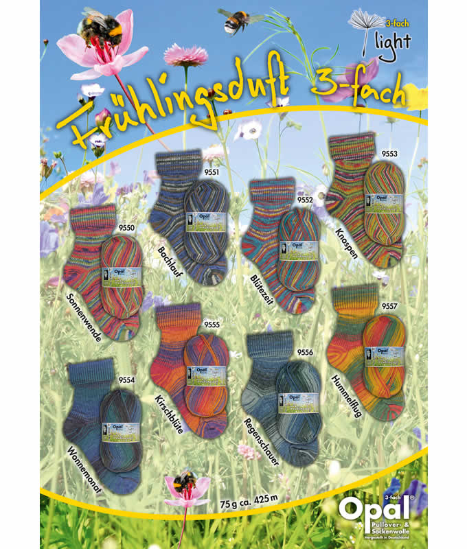 Opal Light Frühlingsduft (Spring Scent) 3-ply sock / glove knitting yarn