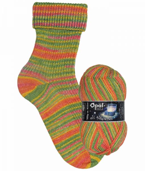 Opal Lucky mit Silbereffekt (with Silver Effect) 9480 Goldig (Cute) 4-ply sock / glove knitting yarn
