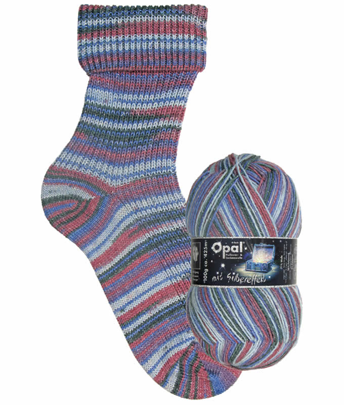 Opal Lucky mit Silbereffekt (with Silver Effect) 9481 Malerisch (Picturesque) 4-ply sock / glove knitting yarn