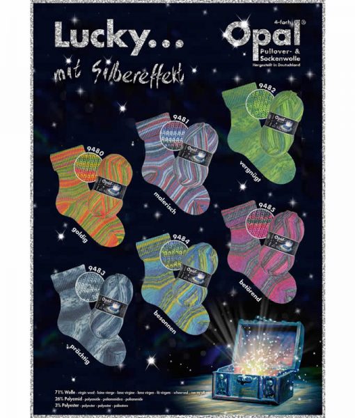 Opal Lucky mit Silbereffekt (with Silver Effect) 4-ply sock / glove knitting yarn